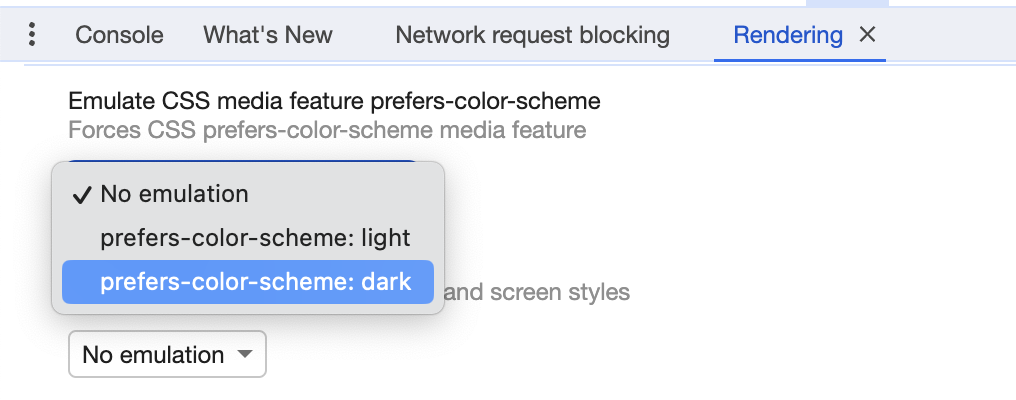 How to emulate color scheme in Chrome